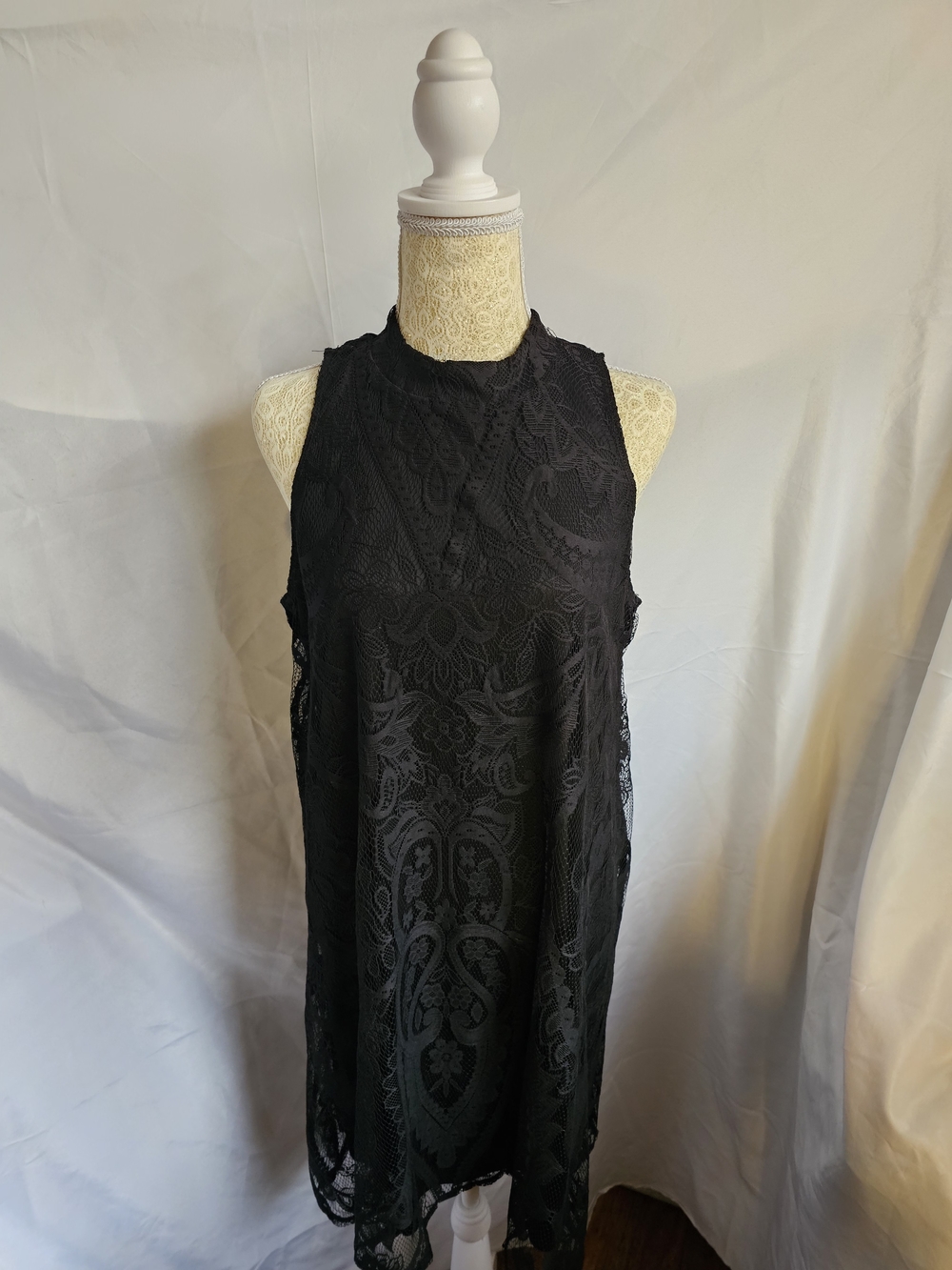 Xhilaration Black Lace High-Neck  Dress. Sz L